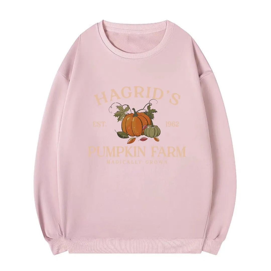 Wenkouban autumn and winter Christmas/thanksgiving outfits Terry Sweater Harry Potter Hagrid's Pumpkin Patch round Neck Sweater