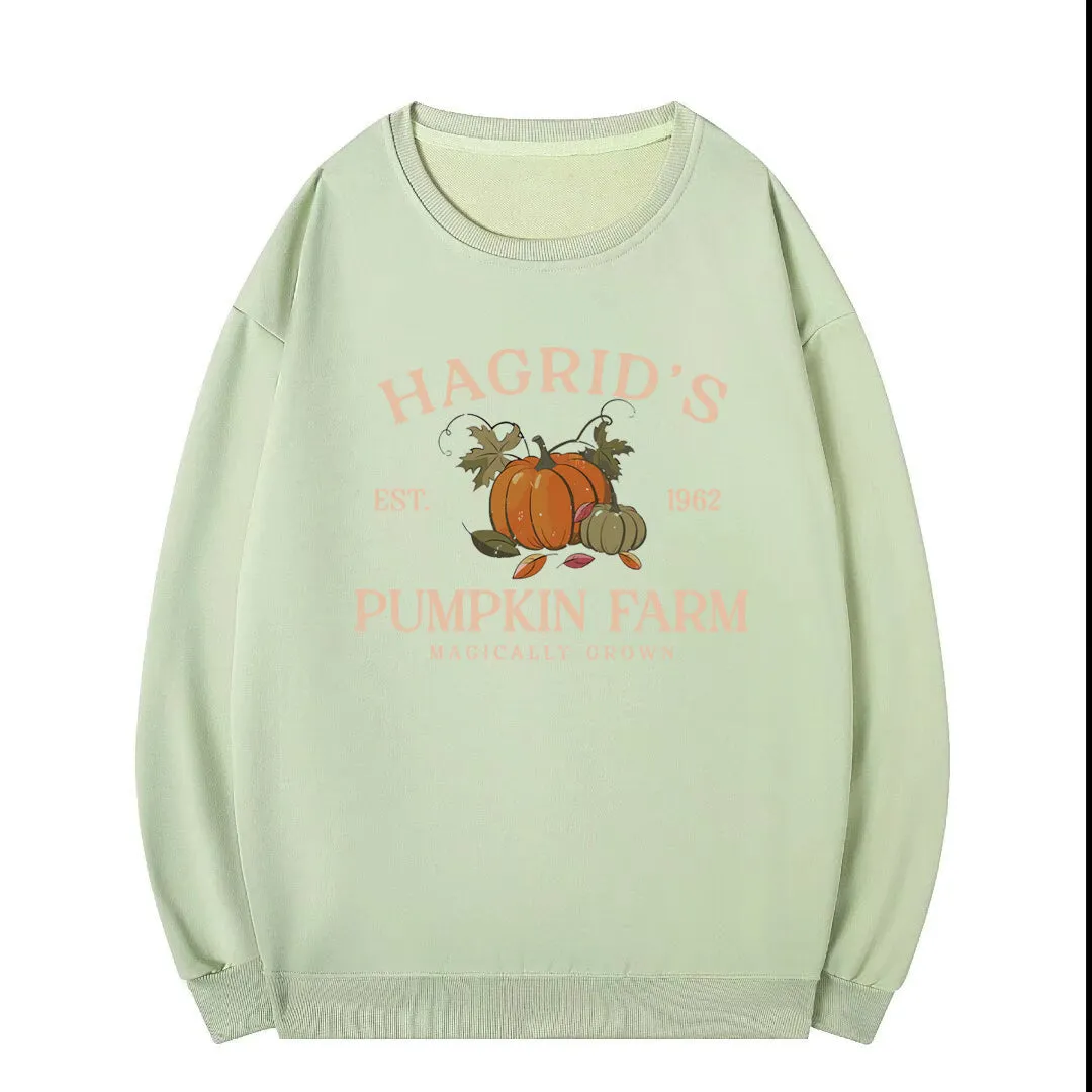 Wenkouban autumn and winter Christmas/thanksgiving outfits Terry Sweater Harry Potter Hagrid's Pumpkin Patch round Neck Sweater