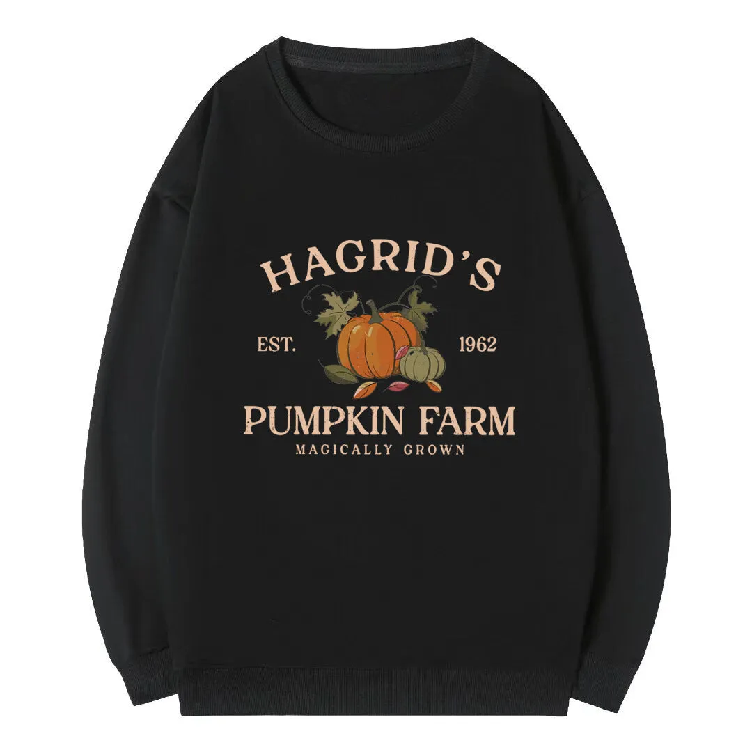 Wenkouban autumn and winter Christmas/thanksgiving outfits Terry Sweater Harry Potter Hagrid's Pumpkin Patch round Neck Sweater