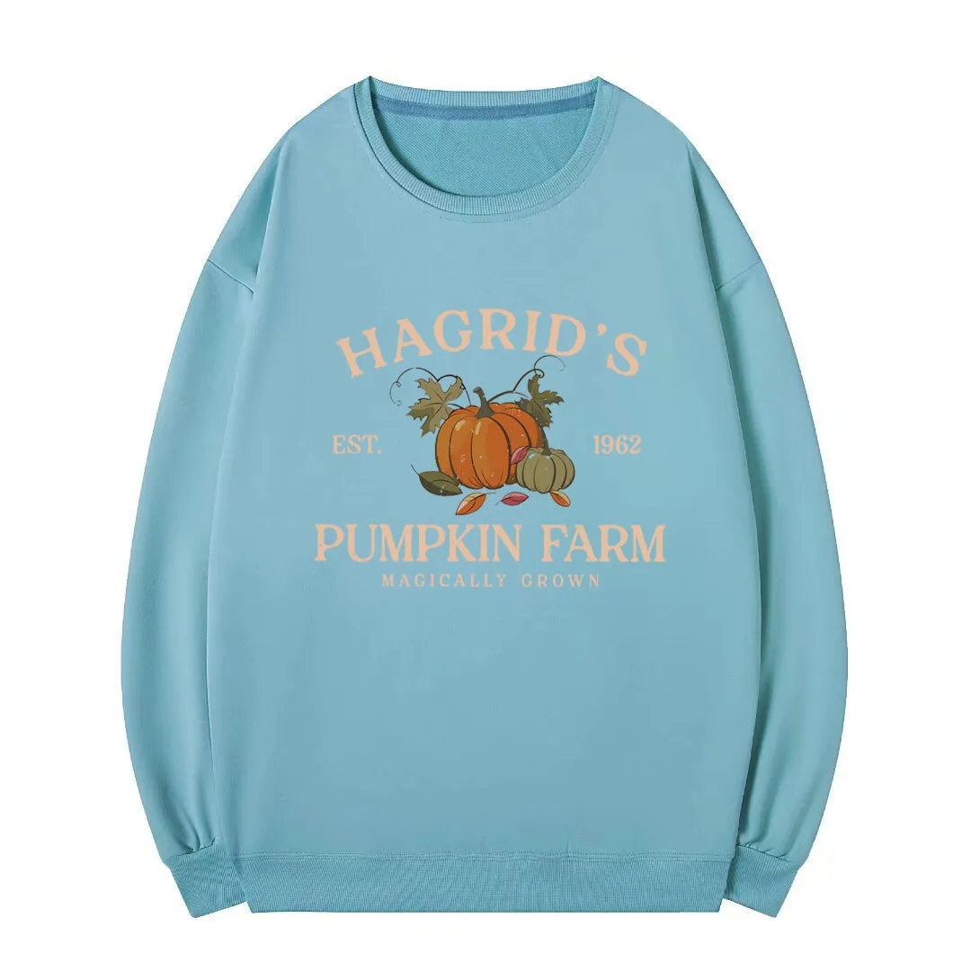 Wenkouban autumn and winter Christmas/thanksgiving outfits Terry Sweater Harry Potter Hagrid's Pumpkin Patch round Neck Sweater