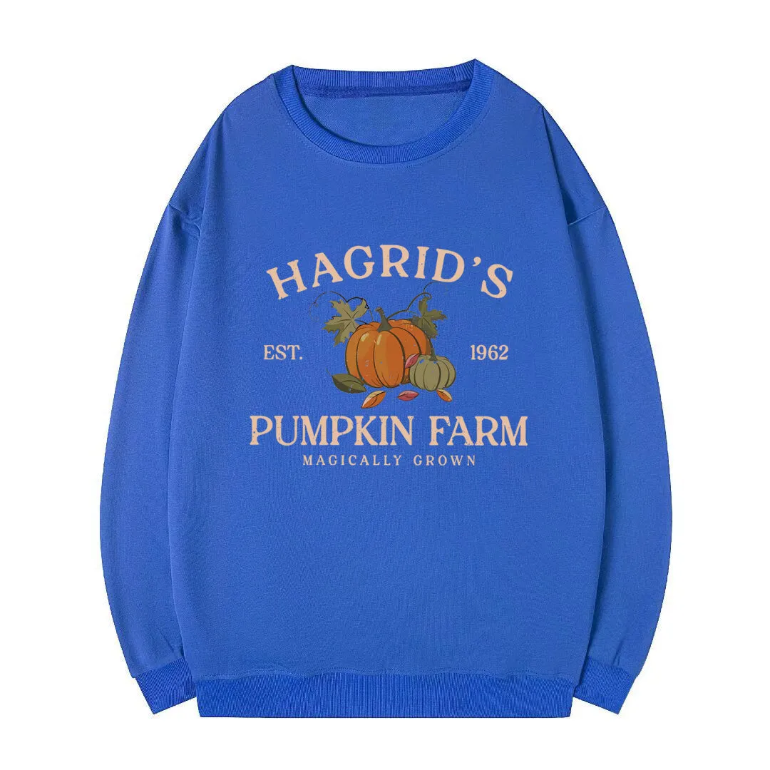 Wenkouban autumn and winter Christmas/thanksgiving outfits Terry Sweater Harry Potter Hagrid's Pumpkin Patch round Neck Sweater