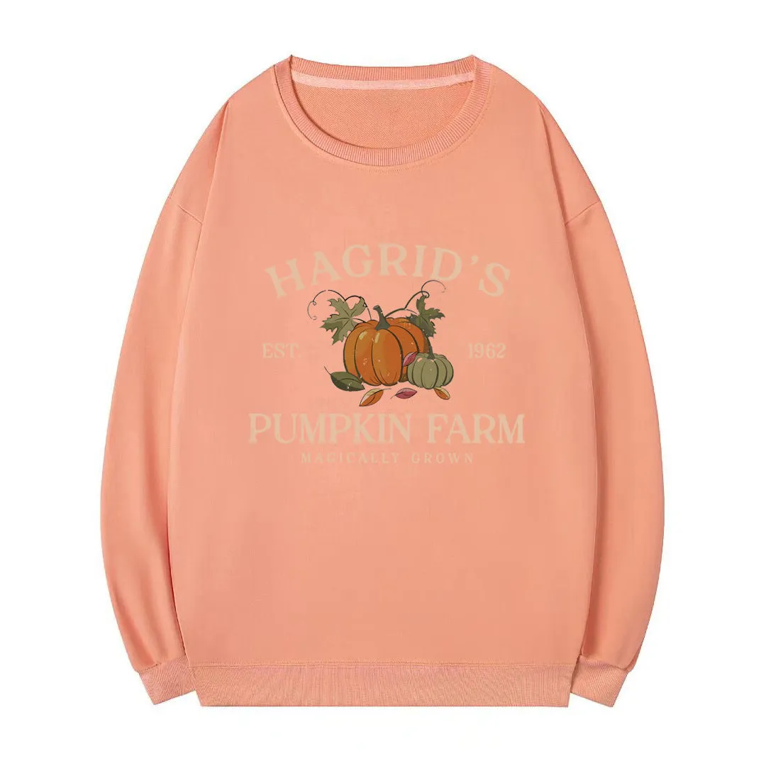 Wenkouban autumn and winter Christmas/thanksgiving outfits Terry Sweater Harry Potter Hagrid's Pumpkin Patch round Neck Sweater