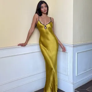 Wenkouban gold dress Women's 2024 Solid Color Sexy Strap Lace Backless Dress Slim Fit Dress Women