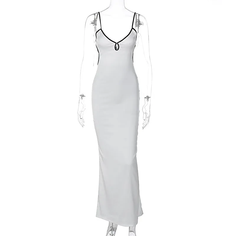 Wenkouban gold dress Women's 2024 Solid Color Sexy Strap Lace Backless Dress Slim Fit Dress Women