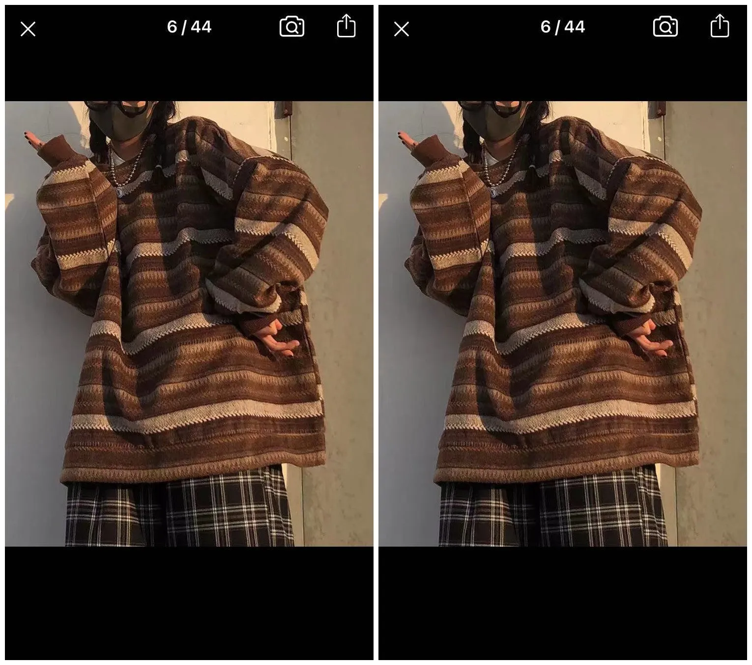 Wenkouban mens fall fashion  Retro Lazy Style Autumn and Winter plus Size 80's Striped Sweater Women's and Men's