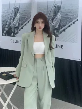 Wenkouban Spring Autumn Women's Blazer Suit Office Ladies Elegant Solid Pantsuit Female Casual Work Wear 2 Piece Set Clothes