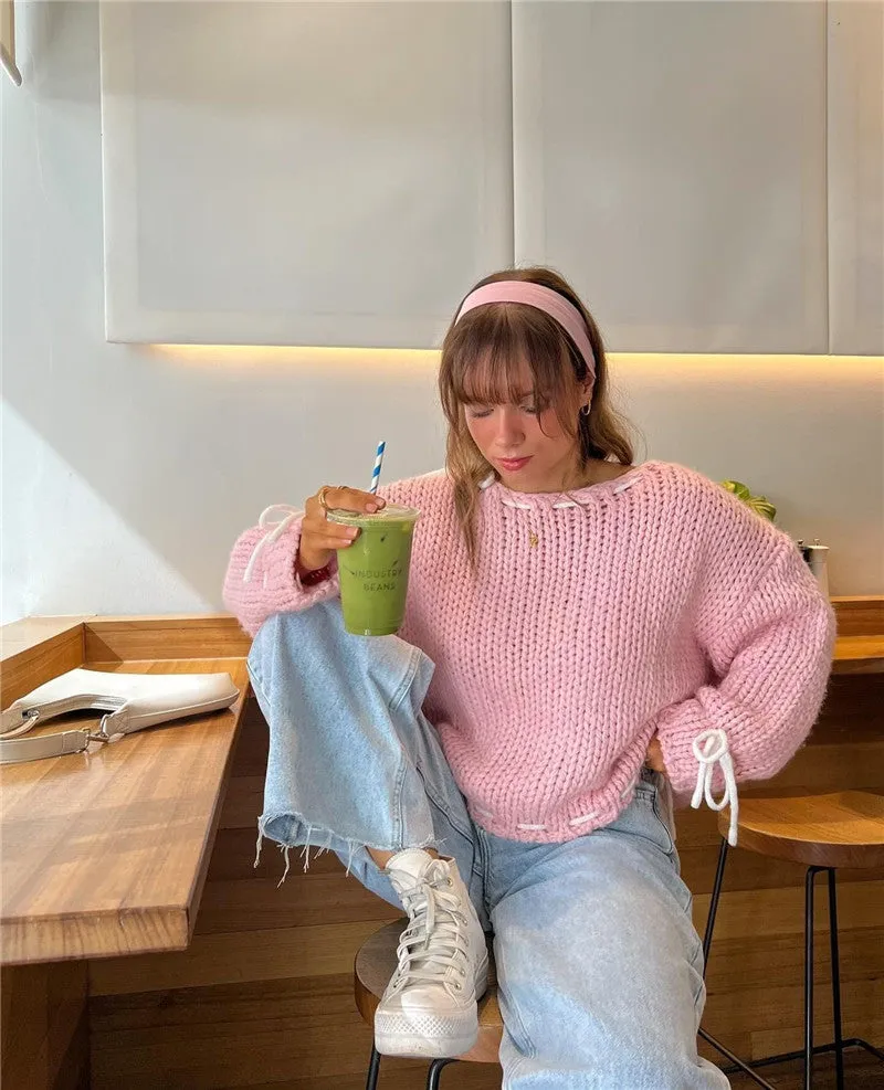 Wenkouban ultra mini uggs outfit 2024 Autumn and Winter New Pullover Sweater Fashion Long Sleeve Loose Sweater Top