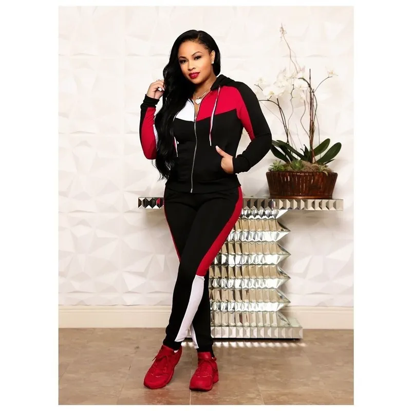 Wholesale fashion splicing leisure sports suit 2PC（CL9764）