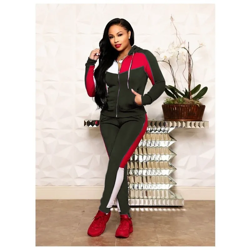 Wholesale fashion splicing leisure sports suit 2PC（CL9764）