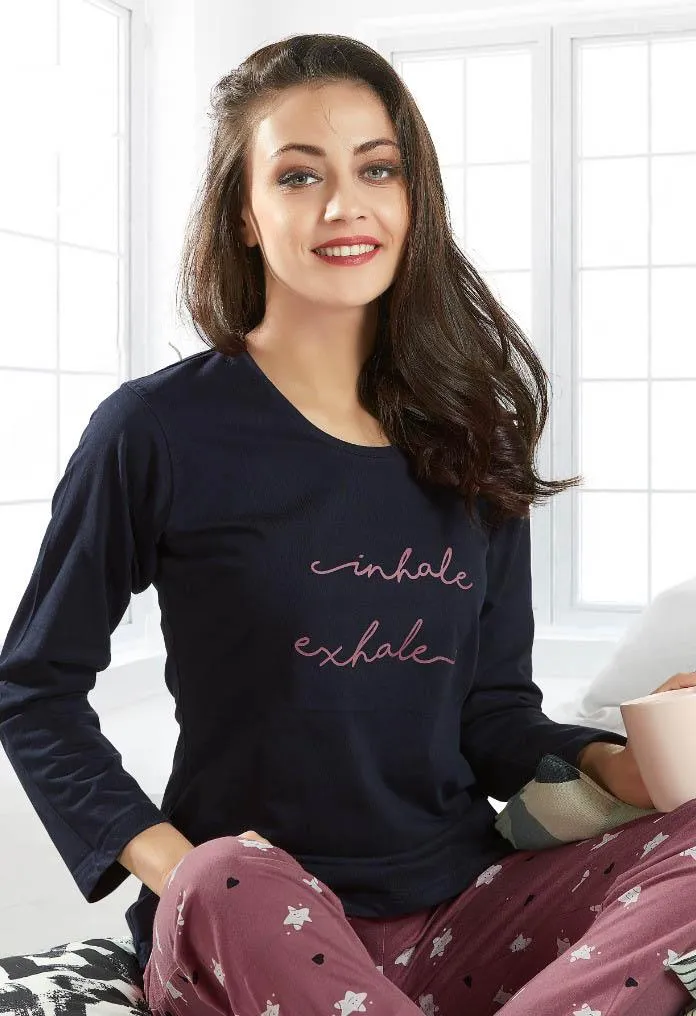 Winter cotton Black night suits Set for ladies