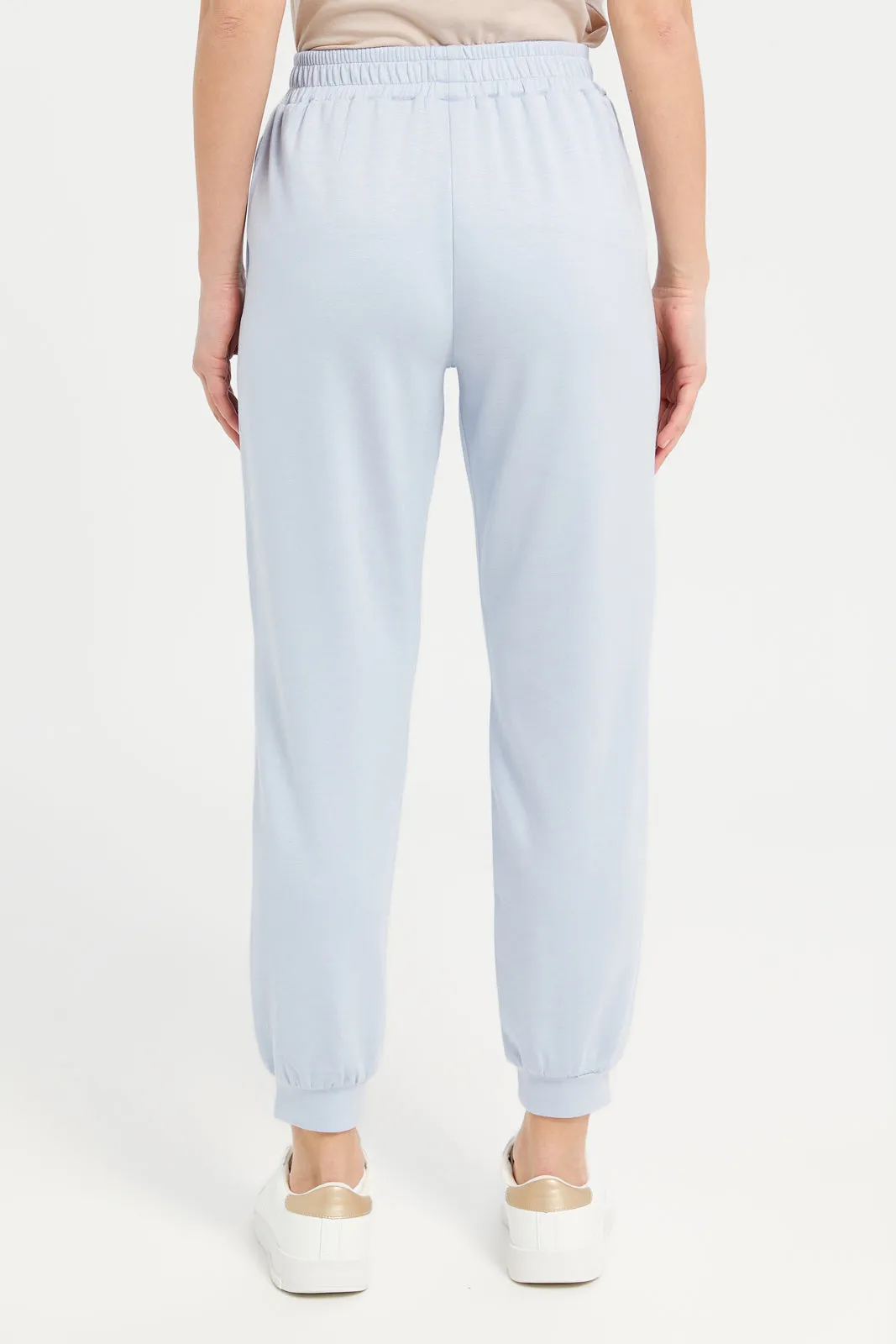 Women Blue Active Joggers With Placement Print