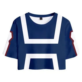 Women  Crop Top Sets UA Training Suit Cosplay Short Sleeve T-shirt Shorts 2 Pieces Sets Casual Clothes