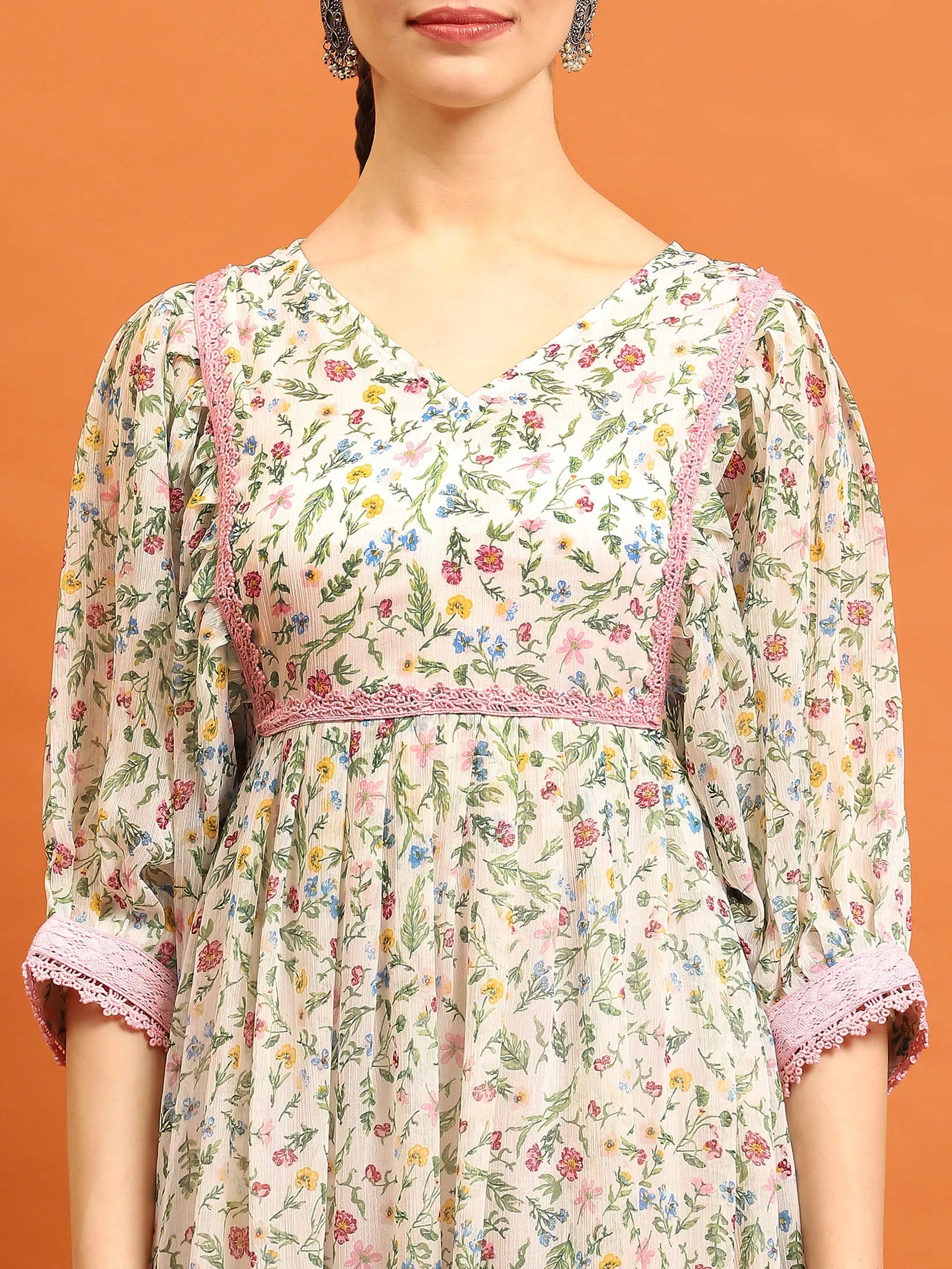 Women White V-Neck Dress