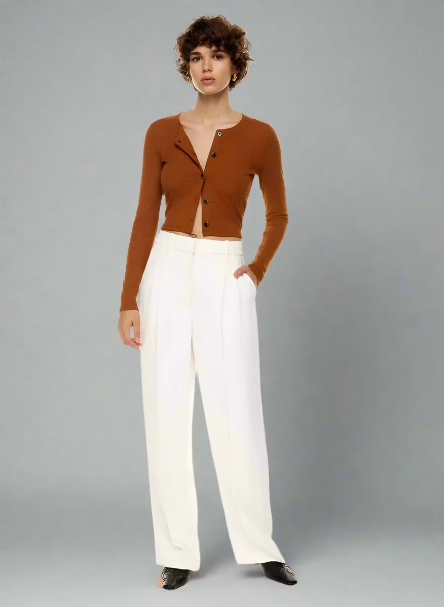 Women's Casual High Waist Straight and Wide Leg Pants with Pockets
