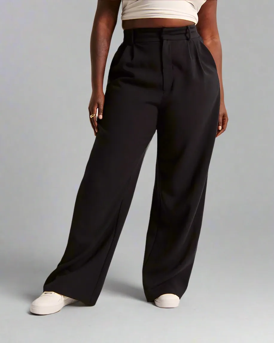 Women's Casual High Waist Straight and Wide Leg Pants with Pockets