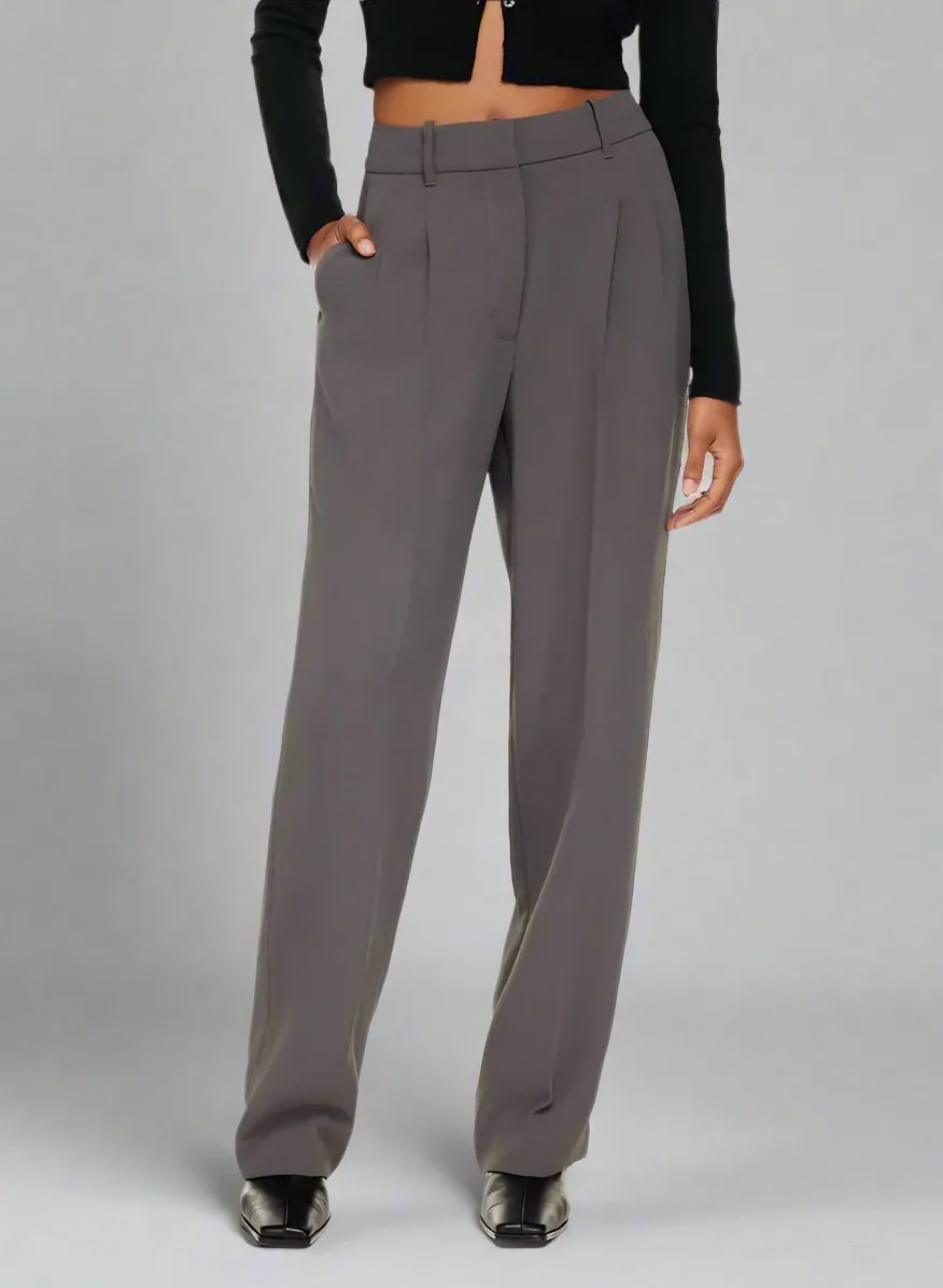 Women's Casual High Waist Straight and Wide Leg Pants with Pockets