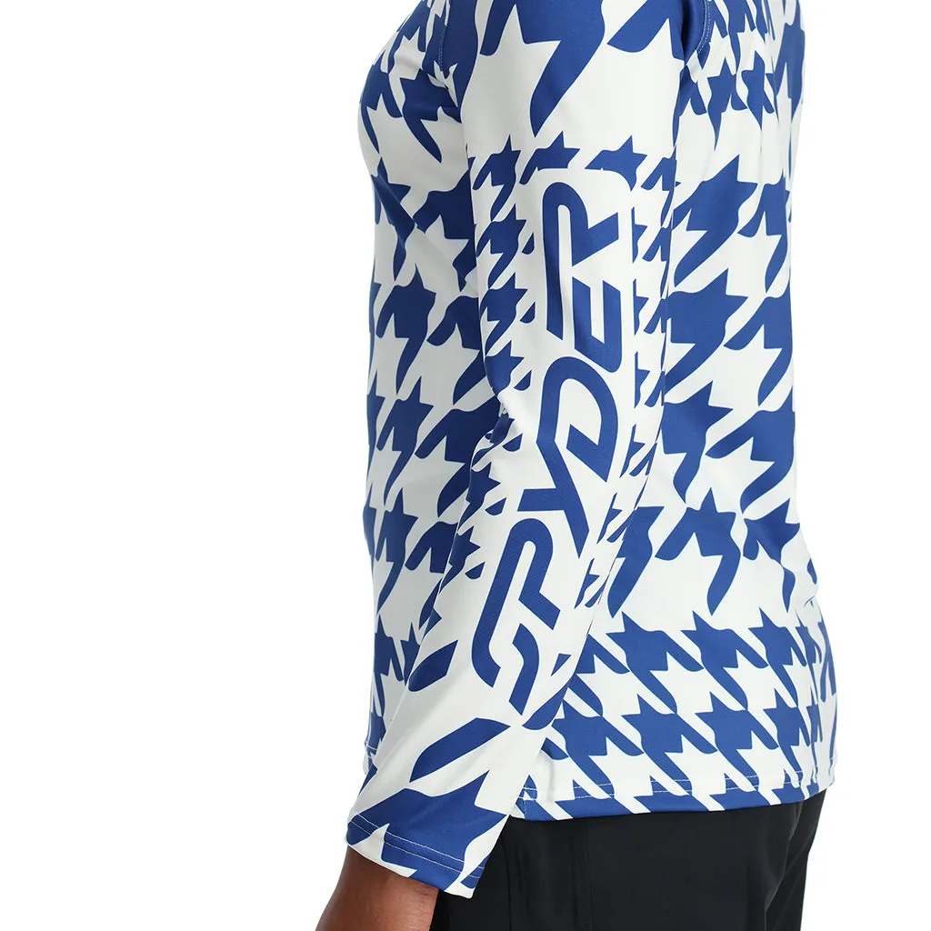Womens Houndstooth Half Zip - Electric Blue