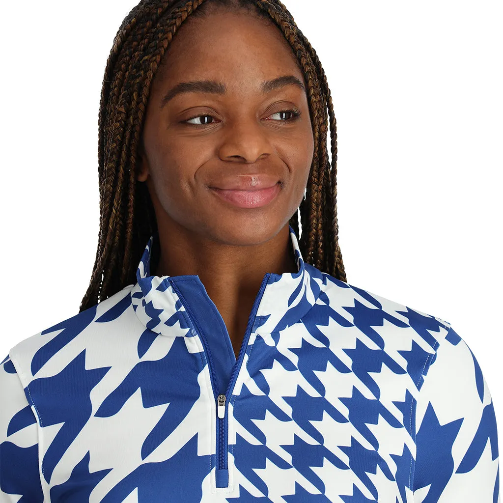 Womens Houndstooth Half Zip - Electric Blue