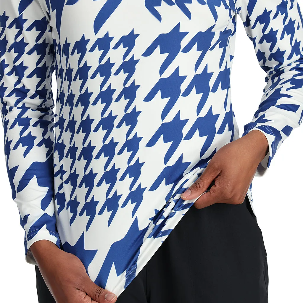 Womens Houndstooth Half Zip - Electric Blue