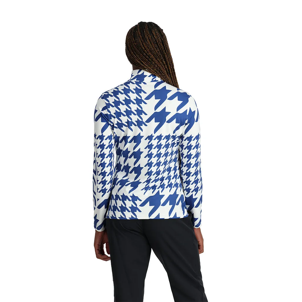 Womens Houndstooth Half Zip - Electric Blue