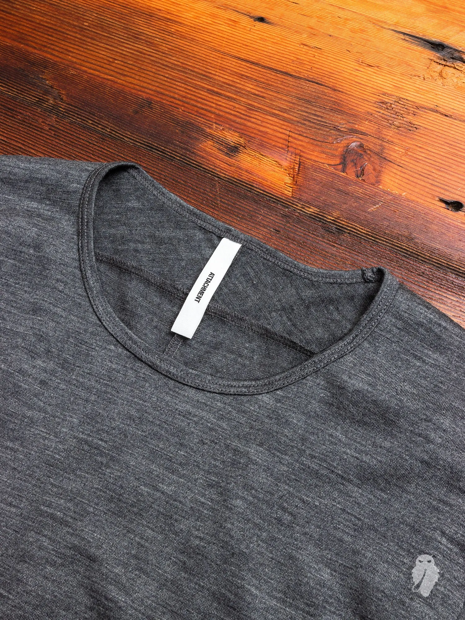 Wool Long Sleeve T-Shirt in Charcoal Melange