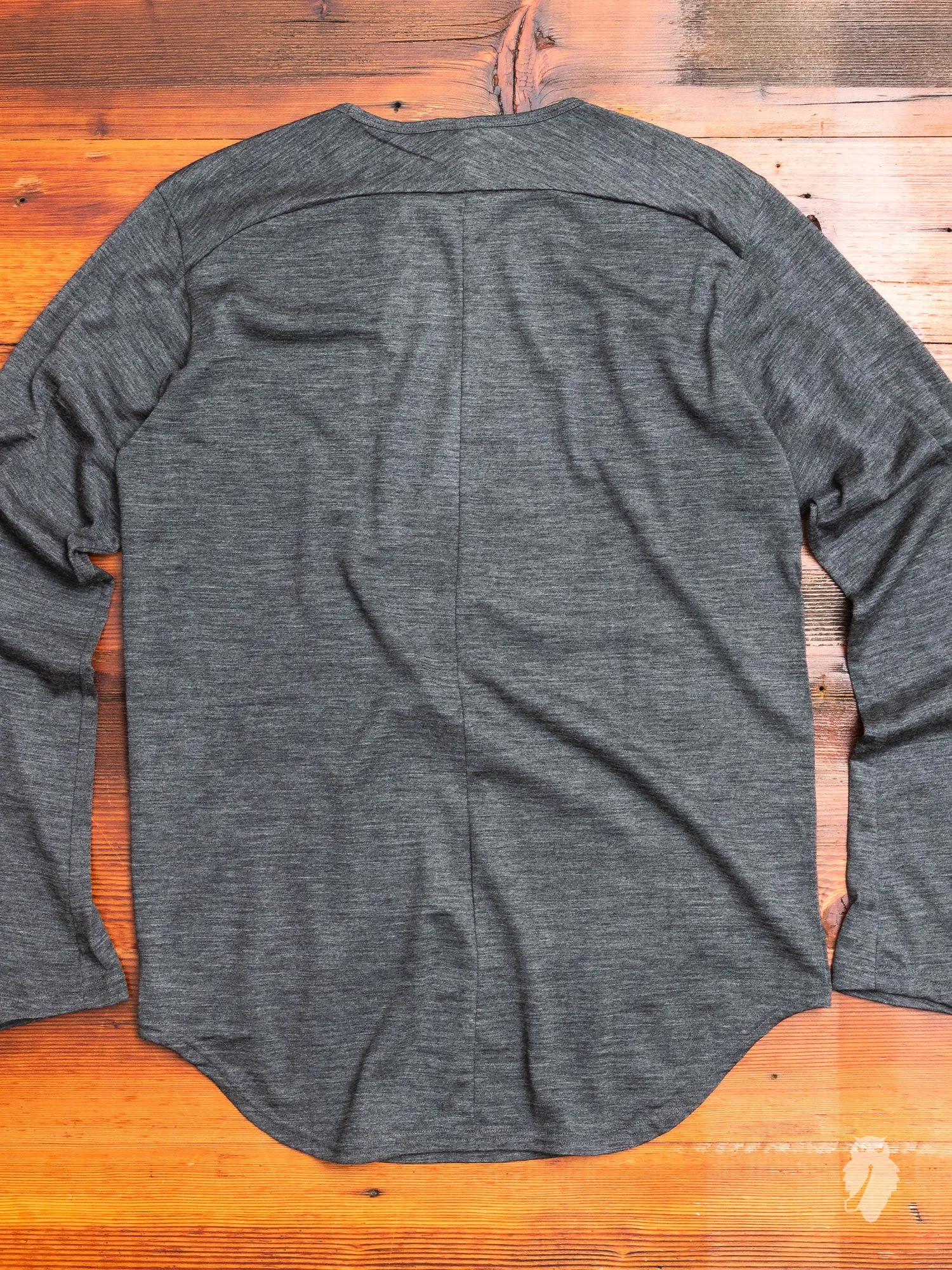 Wool Long Sleeve T-Shirt in Charcoal Melange