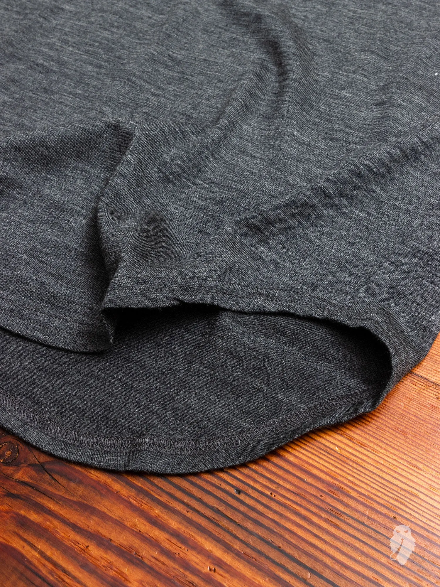 Wool Long Sleeve T-Shirt in Charcoal Melange
