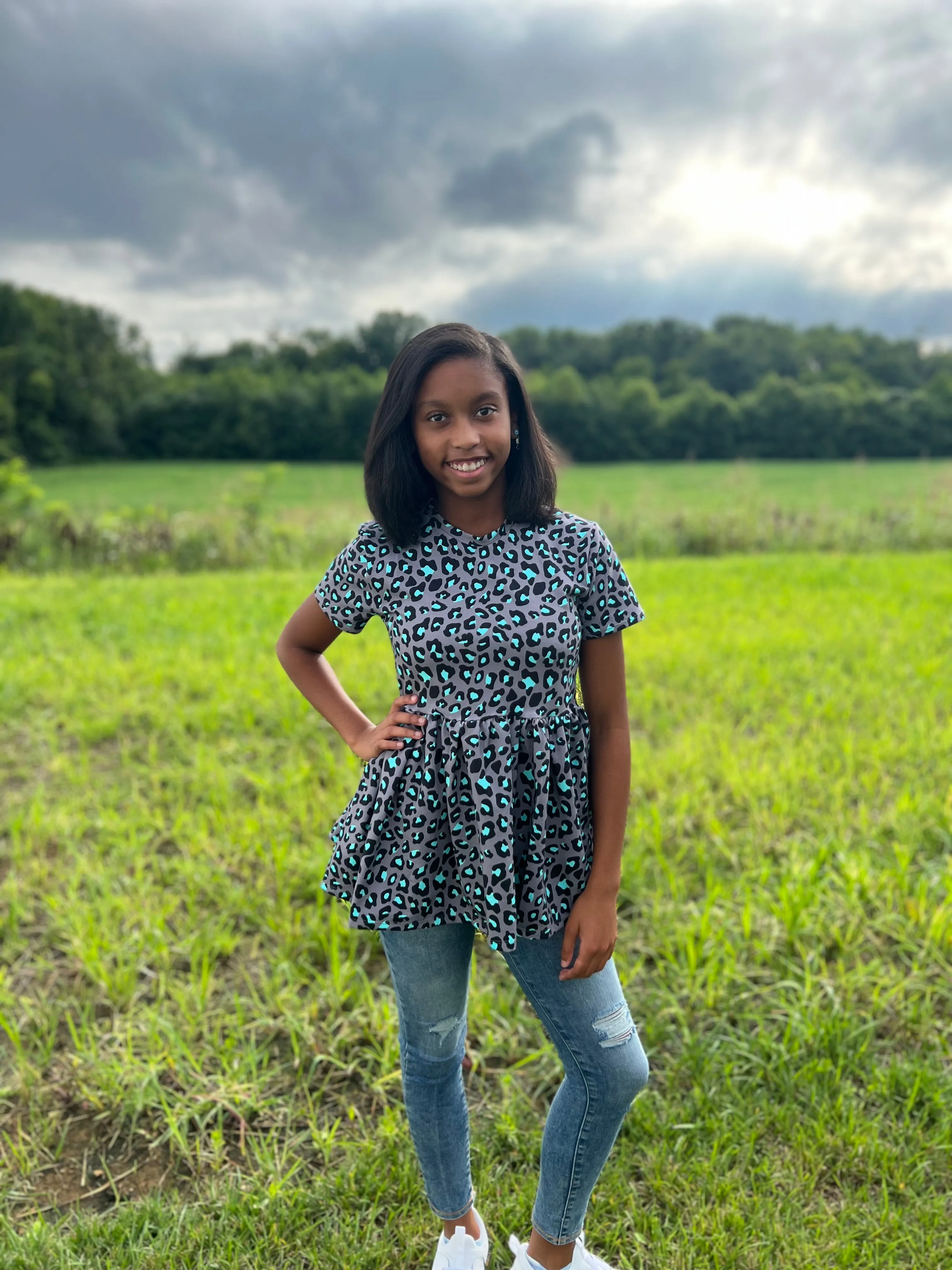 Youth Augusta Peplum Top and Dress Digital Sewing Pattern Sizes NB-16Y