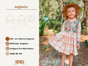 Youth Augusta Peplum Top and Dress Digital Sewing Pattern Sizes NB-16Y