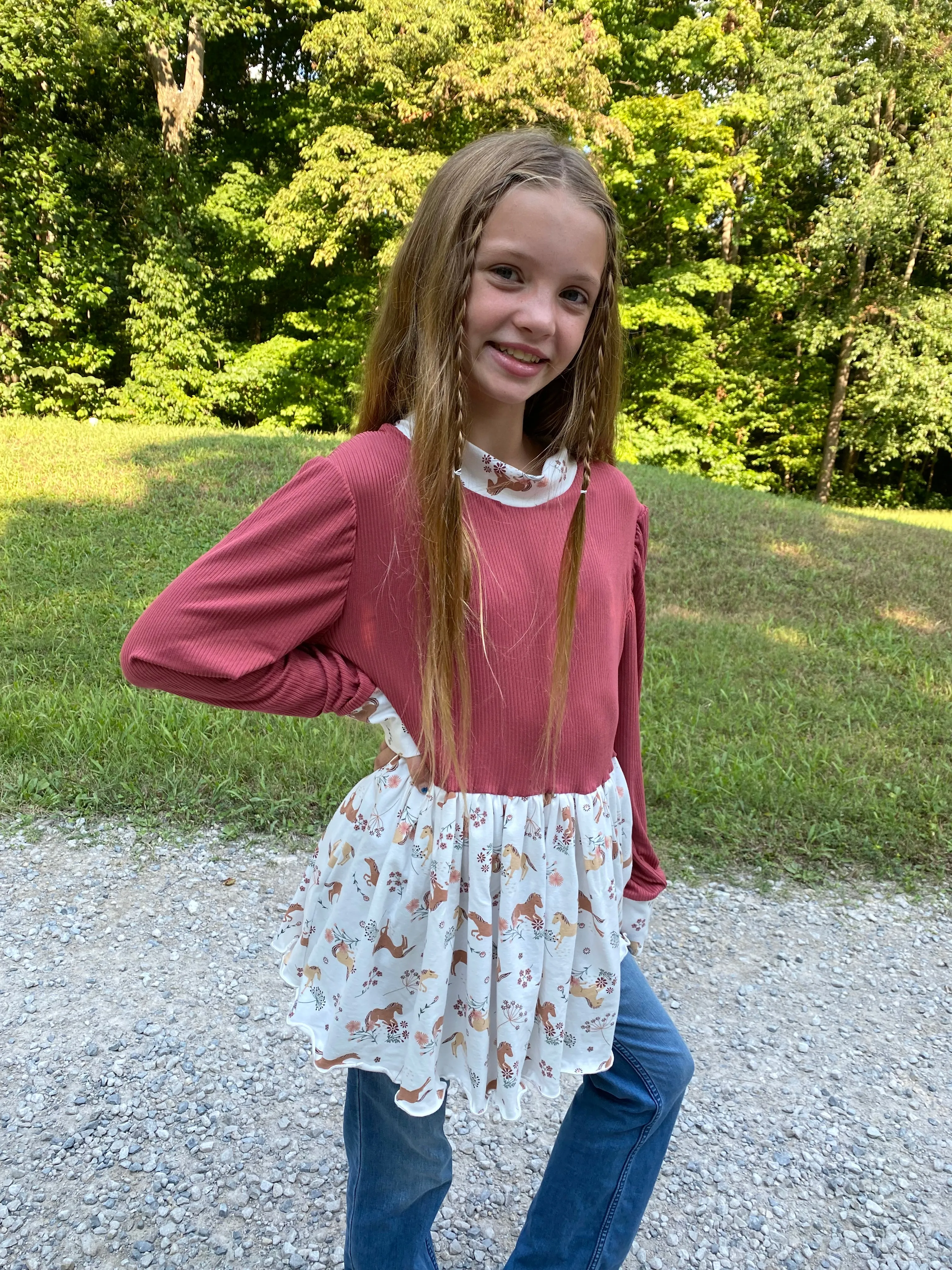 Youth Augusta Peplum Top and Dress Digital Sewing Pattern Sizes NB-16Y