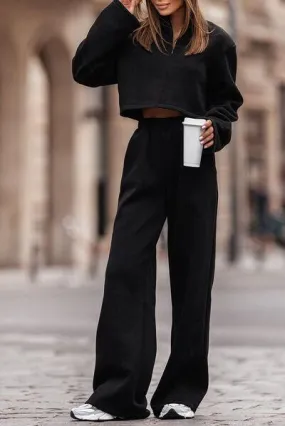 Zip Up Mock Neck Top Pants Set